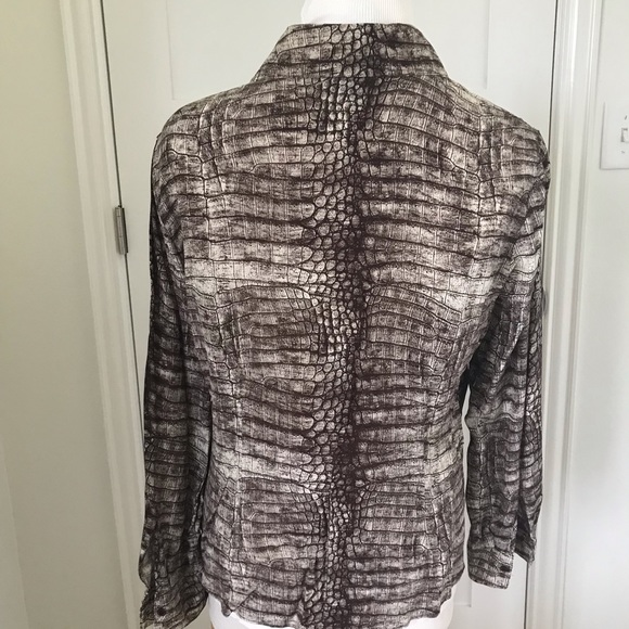 100% Silk Alligator Print Blouse - Picture 5 of 7